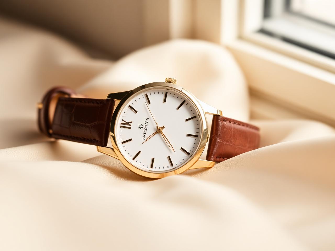 Aerowatch - Gold dress watch on cream silk