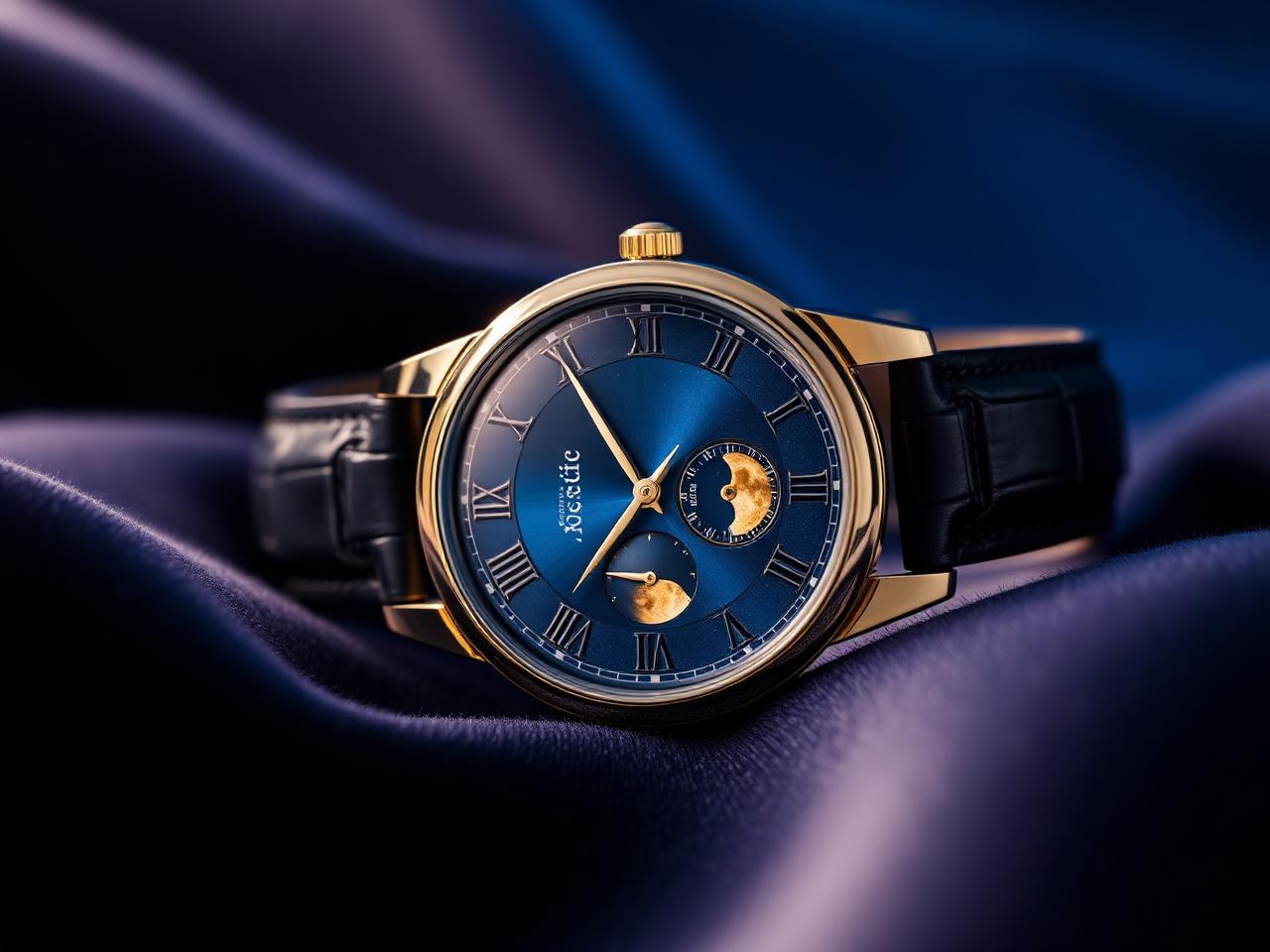 Aerowatch - Blue-dial moonphase watch on velvet