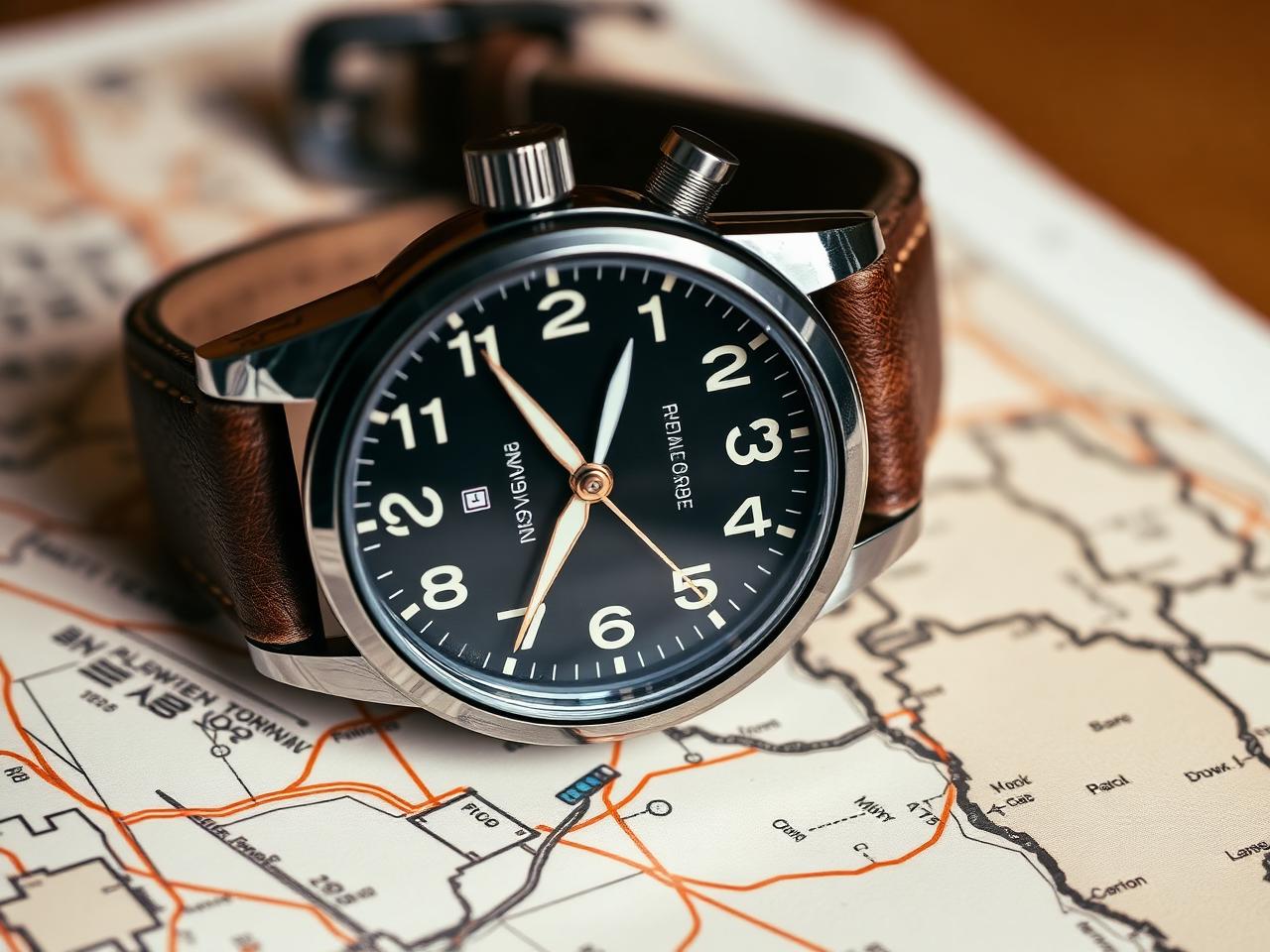 Aquanautic - Pilot's watch on aviation map
